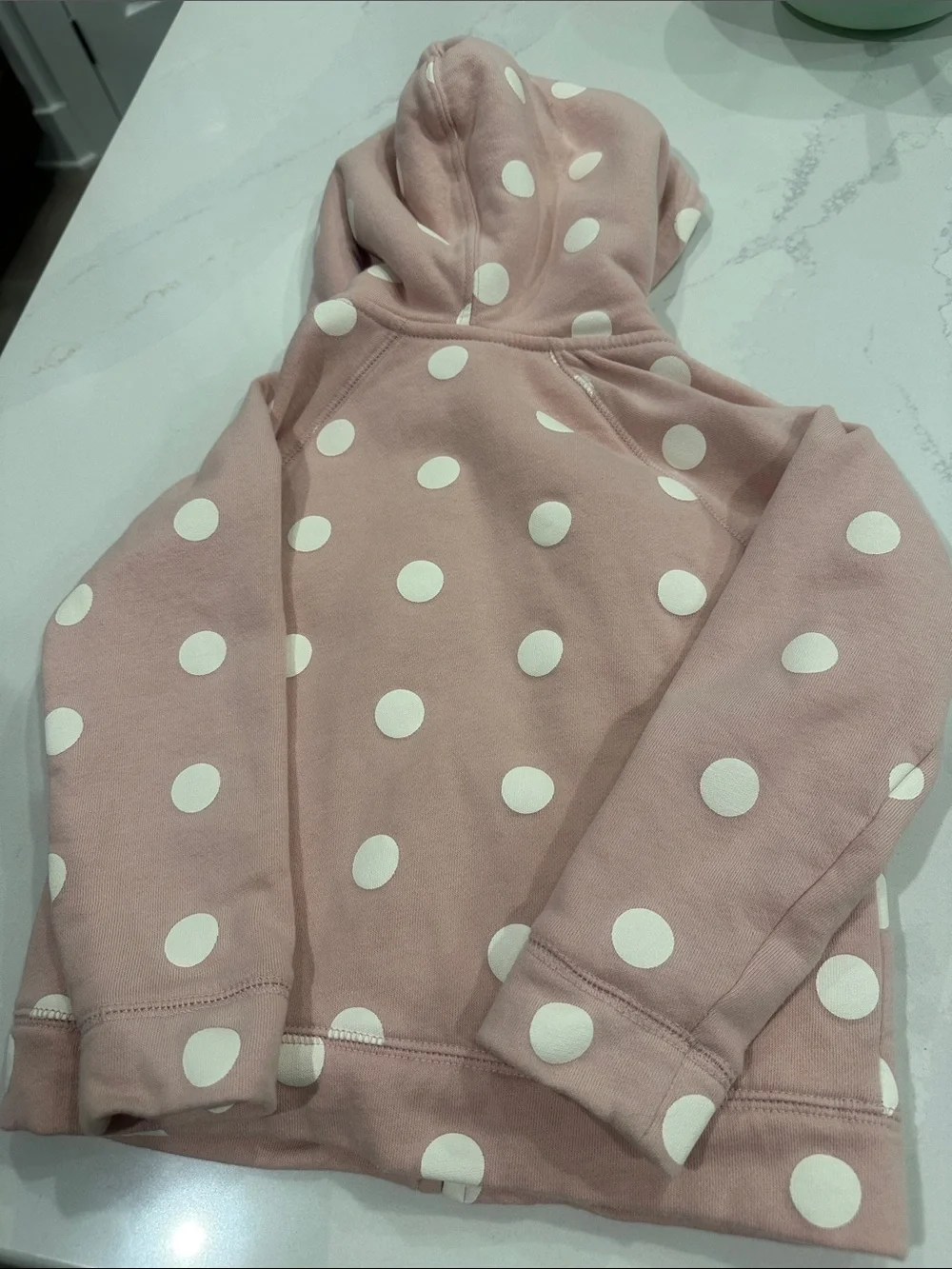 Baby Gap Sherpa filled white polka dot and pink zip up hoodie size 4T